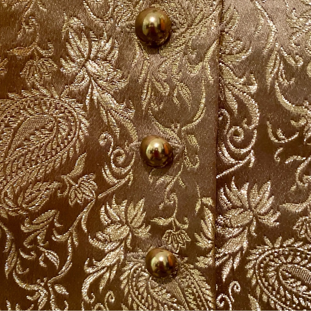Ralph Lauren Women's Button-Front Golden Paisley Silk Jacquard Vest Waistcoat 12 - Picture 5 of 9